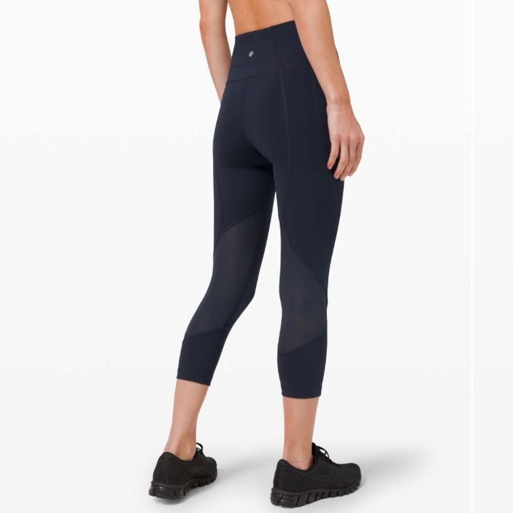 Lululemon 4 Pace Rival High Rise True Navy Crop Athletic Workout Women Leggings